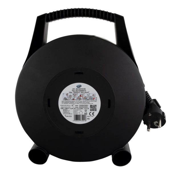 Kabelbox 3-fach mit USB Typ C, 10m Leitung H05VV3G1,5