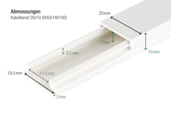 Kunststoffkanal, 20x10mm, 2m